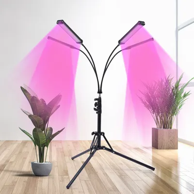 Obrázek produktu pro Rostlinná lampa LED s plným spektrem se stojanem rostlinné světlo 4 hlavy rostlinné světlo dálkové ovládání