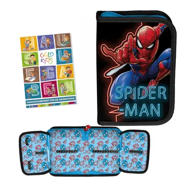 Produktbild von Goldkids - Federmäppchen 1 Fächer - Mäppchen für Mädchen und Jungen - Federmappe 1-Fach Federtasche - Schulmäppchen und Hausaufgabenheft - Spiderman