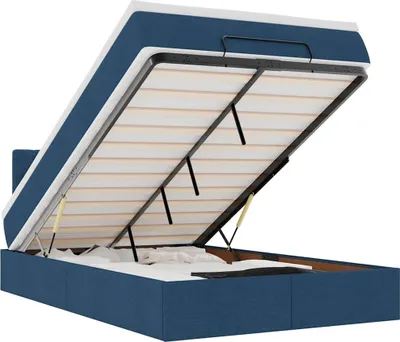 Obrázek produktu pro vidaXL Osmanská postel s matrací a LED diodami Modrá látka 120x190 cm