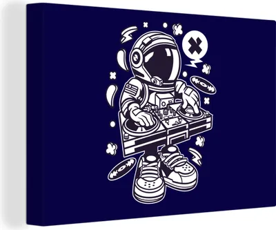 Obrázok produktu pre OneMillionCanvasses® - Výtlačky na plátne - 140x90 cm, DJ - Astronaut - Vintage, nástenná umelecká tlač dekorácie na stenu