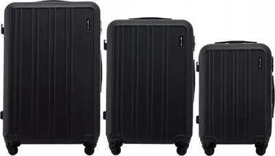 Produktbild von WINGS HARRIER 3er Koffer-Set: Robuster ABS+ Trolley mit Zahlenschloss, Schwarz