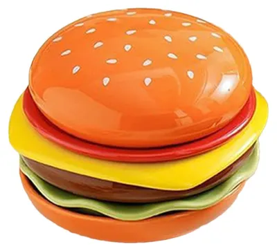 Imagen del producto de Juego de 6 platos para salsas con un diseño creativo en forma de hamburguesa