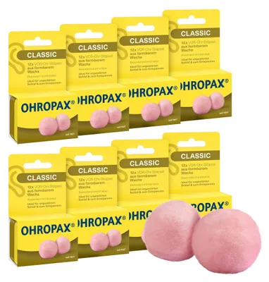 Produktbild von OHROPAX Classic Ohrstöpsel 8x12 Stück – Wachsstöpsel gegen Lärm