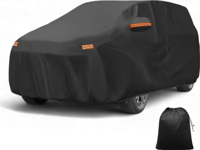 Produktbild von Autoabdeckung fš¹r Toyota BZ4X Aluminiumfolie Outdoor Vollabdeckung Autoabdeckung Alle Wetter Wasserdicht Winddicht Sonne Regen Schnee Schutz mit Fahrertš¹r Rei?verschluss Schwarz