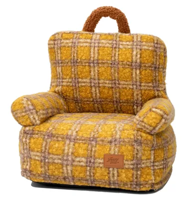 Image de Petit canapé douillet pour chats - Canapé pour animaux de compagnie de 50 cm - Housse amovible et lavable - Pour chats et petits chiens - Résistant aux griffes et anti-poils - Jaune