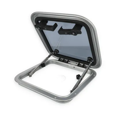 Produktbild von hochwertige Aluminium Decksluke, gehärtetes Glas, versch. Größen Größe: 47,5 x 47,5 cm