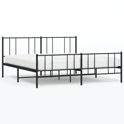 Produktbild von Bettgestell mit Kopf- und Fußteil Metall Schwarz 183x213 cm