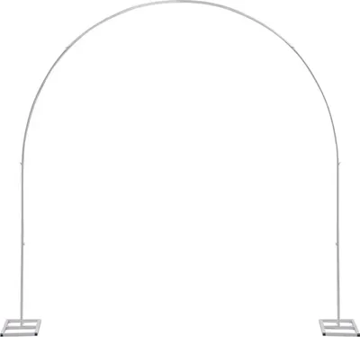 Obrázok produktu pre Kovový svadobný oblúk – dekoratívny oblúk – 2,3 x 2,3 m – ohýbaný – železo – nosnosť 4–5 kg – podstavec 25 x 50 cm – biely