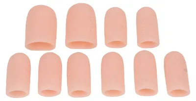 Produktbild von 10 Stück Finger-Zehenkappen aus atmungsaktivem Silikon für Hornhaut