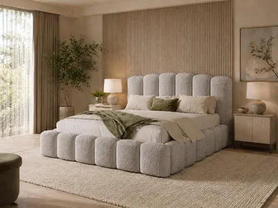 Produktbild von Emlar Polsterbett Velaro MAX 180x200 cm - Bett mit Bettkasten & Lattenrost - Bouclé-Stoff - Doppelbett mit Stauraum Grau (Quelle 83)
