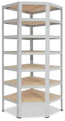Immagine prodotto di shelfplaza OFFICE 230x70x45 cm scaffale angolare in grigio chiaro con 7 ripiani e 125 kg di portata per ripiano