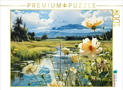 Produktbild von CALVENDO Puzzle Blütenpracht am Seeufer | 1000 Teile Lege-Größe 64x48cm Foto-Puzzle für glückliche Stunden