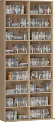 Obrázok produktu pre HOMCOM Regál na CD, DVD a Blu-ray – stojan na CD s 18 priehradkami do obývačky, prírodná farba