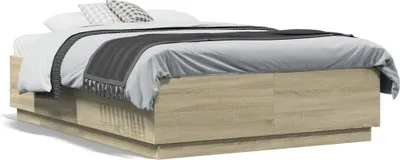 Produktbild von vidaXL Bettgestell Sonoma-Eiche 135x190 cm Holzwerkstoff