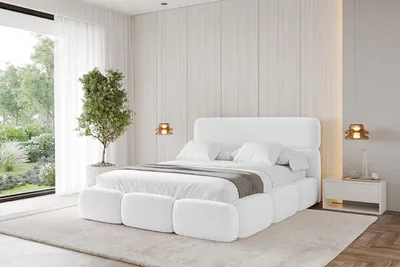Produktbild von ALTDECOR Polsterbett mit Bettkasten - ELVA 140x200 Weiß - Bett mit Matratze H3/H4, Kopfteil, Boxbett, Doppelbett mit Stauraum
