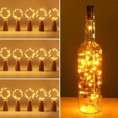 Produktbild von 15 LED-Flaschenlichter, 2 m – Warmweiße Kupfer-Lichterkette für die Innen- und Außendekoration – Ideal für Partys