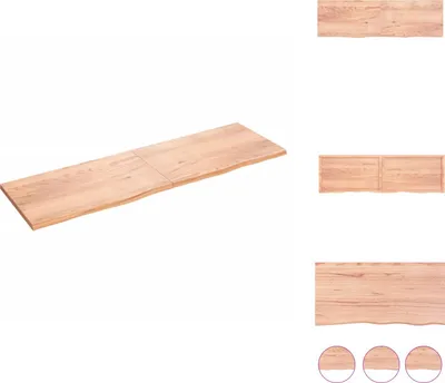 Obrázok produktu pre vidaXL Nástenná polica svetlohnedá 200x60x(2-4) cm dubový masív - Nástenné police