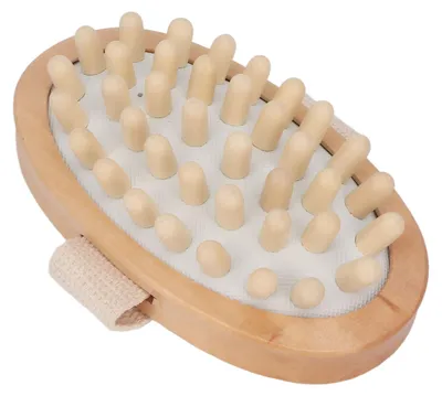Produktbild von Gassack-Massagebürste aus Holz, beruhigende Lymphdrainage, handgehalten, trockener Körper für Spa