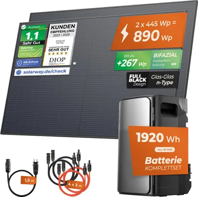 Produktbild von SOLARWAY Balkonkraftwerk 890 Watt Max | EcoFlow STREAM Max 1920 Wh Batterie