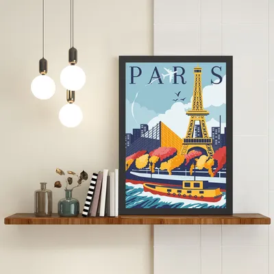 Obrázok produktu pre Wallity, Paris 4 (40 x 55), Dekoratívny obraz v ráme z MDF, 100 % MDF, viacfarebný, 40 x 55 cm