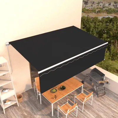 Image de VidaXL Auvent extensible manuellement avec store 5x3 m anthracite