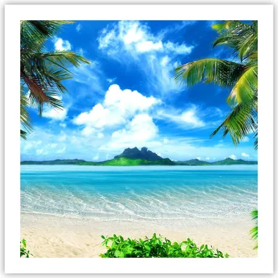 Produktbild von Poster - Poster ohne Rahmen - Strand Urlaub Insel Palme - 60x60 cm - Wand Bild - Wanddeko - Wandbilder - Kunstposter - Wandposter - Bilder - Kunstdruck - Wanddekoration - Wandbild - P2XAC60x60-2528