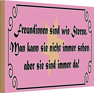 Produktbild von Holzschild Spruch 30x20cm Freundinnen wie Sterne immer da