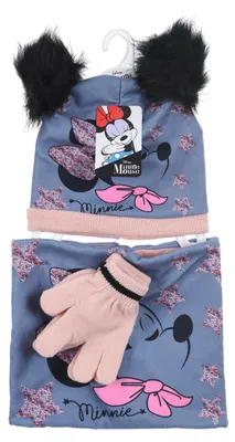Produktbild von Minnie Mouse Kinder Winter Set 3 tlg. Mütze, Handschuhe und Schal Mädchen                           , Farbe:Lila, Größe:54