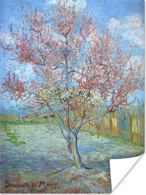 Produktbild von MuchoWow® Poster Der rosa Pfirsichbaum - Vincent van Gogh 30x40 cm - Wandplakat - Poster Kinderzimmer
