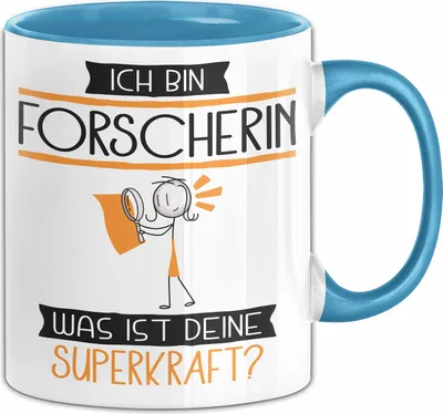 Produktbild von Forscherin Geschenk Tasse Ich Bin Forscherin Was Ist Deine Superkraft Geschenkidee Lustig Geburtstag Weihnachten (Blau)