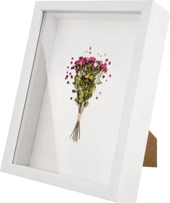 Imagen del producto de Marco de fotos de madera tridimensional, blanco, de 15x20 cm, con un grosor de hasta 3 cm, ideal para flores y recuerdos
