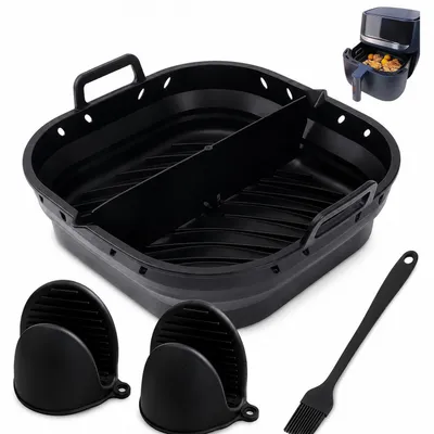 Immagine prodotto di Stampo in silicone per friggitrice ad aria, con pennello per olio e guanti, dimensioni 23x19x6 cm