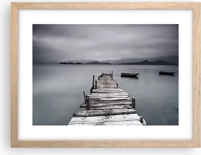 Produktbild von Gerahmtes Poster - Rahmen in heller Eiche - Brücke See - 40x30 cm - Wand Bild - Wanddeko - Wandbilder - Kunstposter - Wandposter - Bilderrahmen - Bilder - Kunstdruck - Wandbild - P2NAA40x30-3547