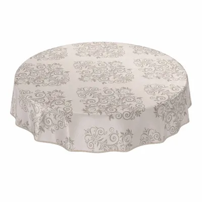 Produktbild von Tischdecke Wachstuch Ornamente Beige Robust Wasserabweisend Rund 120 cm