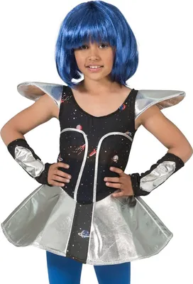 Produktbild von Space Girl Kostüm "Leia" für Mädchen | Silber Metallic Größe: 140