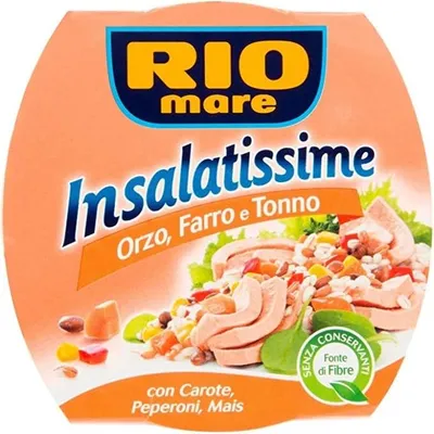 Produktbild von 6x Rio Mare Insalatissime Orzo Farro e Tonno Gerste, Dinkel und Thunfisch 160g mit Karotten, Paprika und Mais Fertiggerichte