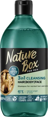 Produktbild von Nature Box for men walnut oil 3 in 1 cleansing shampoo 385ML