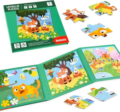 Produktbild von Puzzles für Kinder, 9-12-16 Teile, Tierwelt, magnetisches Puzzle, für unterwegs