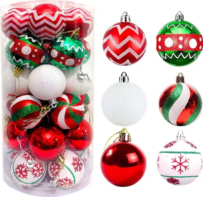 Produktbild von 30 Stück Weihnachtskugeln, Ornamente, 6,1 cm, kleine, bruchsichere Kunststoffkugeln, Weihnachtsbaum-Hängedekoration für Feiertagskranz, Party, Baumdekoration