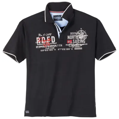 Produktbild von Redfield Übergrößen Poloshirt Frontprint schwarz