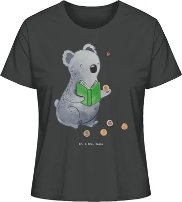 Produktbild von Mr. & Mrs. Panda Damen T-Shirt Koala Münzen sammeln Größe S - Anthrazit - Geschenk, Sommershirt, Numismatik, Basic, Shirt, Oberteil, aus Aller Welt