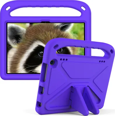 Produktbild von Hülle für Amazon Fire HD 8 / Fire HD 8 Plus 2020/2022, Leichte Stoßfeste Eva Kinder Schutzhülle mit Griff und Faltbarem Ständer Lila