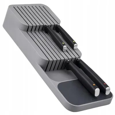 Image de EDIBAZZAR | Range-couteaux pour tiroir, 9 compartiments, gris