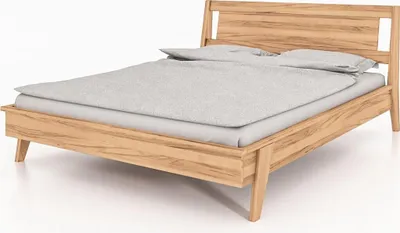 Produktbild von Bett Jetro Kernbuche massiv bianco 160x200 mit Holzkopfteil und Holzbeinen
