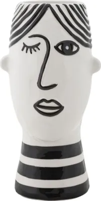 Obrázek produktu pro Obličejová váza, porcelán, 13,2 x 11,8 x 26,3 cm, bílá a černá, design Mauro Ferretti