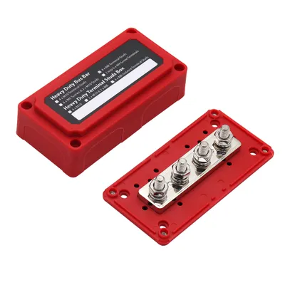 Produktbild von Offgridtec BusBar Box Rot 4 x M8 Anschlussbolzen inkl. Abdeckung und Befestigungsschrauben