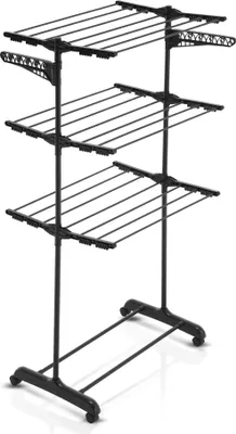 Image de Meisterhome® Séchoir à linge pliable Tour à linge Séchage efficace - longueur de la corde de séchage - gain de place pour l'intérieur et l'extérieur - noir - 18m