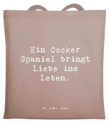 Produktbild von Mr. & Mrs. Panda Schultasche Spruch Liebe Cocker Spaniel - Braun Pastell - Geschenk, Familienhund, Hunderassen, Beutel, Einkaufstasche, Hund, Tasche, Hunde, Tote Bag