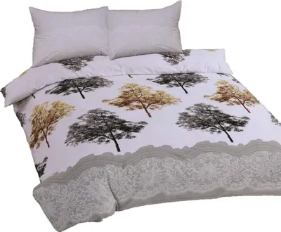 Produktbild von Satin-Bettwäsche 220x200 desATIN RANFORCE R20 Grau Gold Bäume