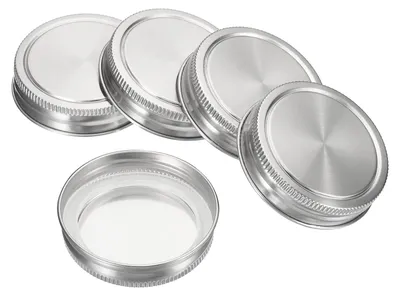 5er-Set Edelstahl-Deckel 70mm für Mason Gläser mit Silikondichtring
